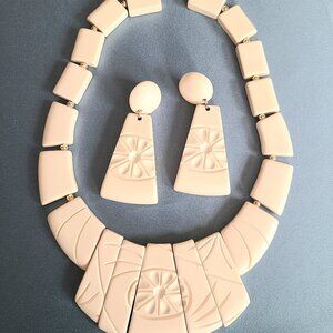 Vintage midcentury retro oversized plastic jewelry set.